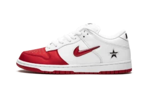 SB Dunk Low "Supreme - Jewel Swoosh Red/White"